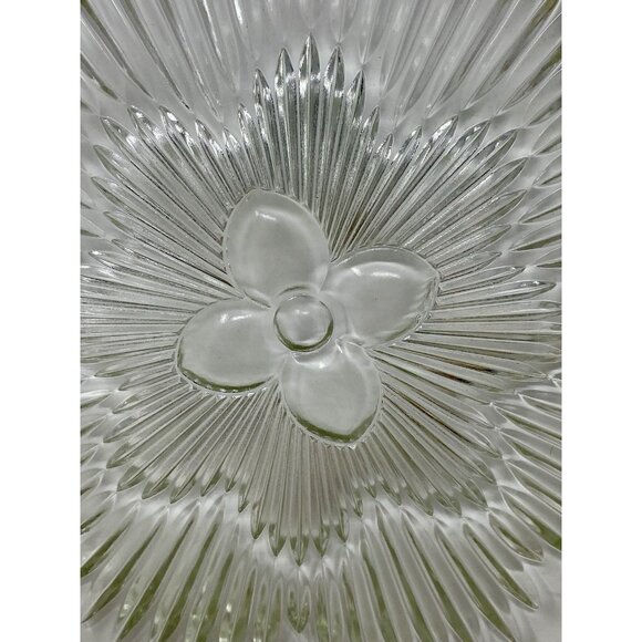 Vintage Indiana Glass Flower Starburst  #3355 Clear Glass Cake Plate 11.5” - Picture 4 of 11